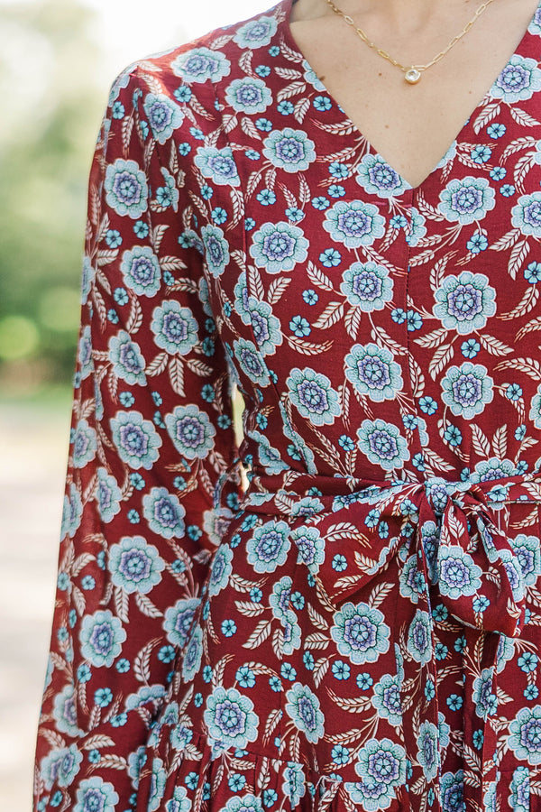 Living Beautifully Rust Floral Maxi Dress