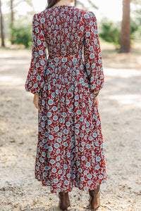 Living Beautifully Rust Floral Maxi Dress