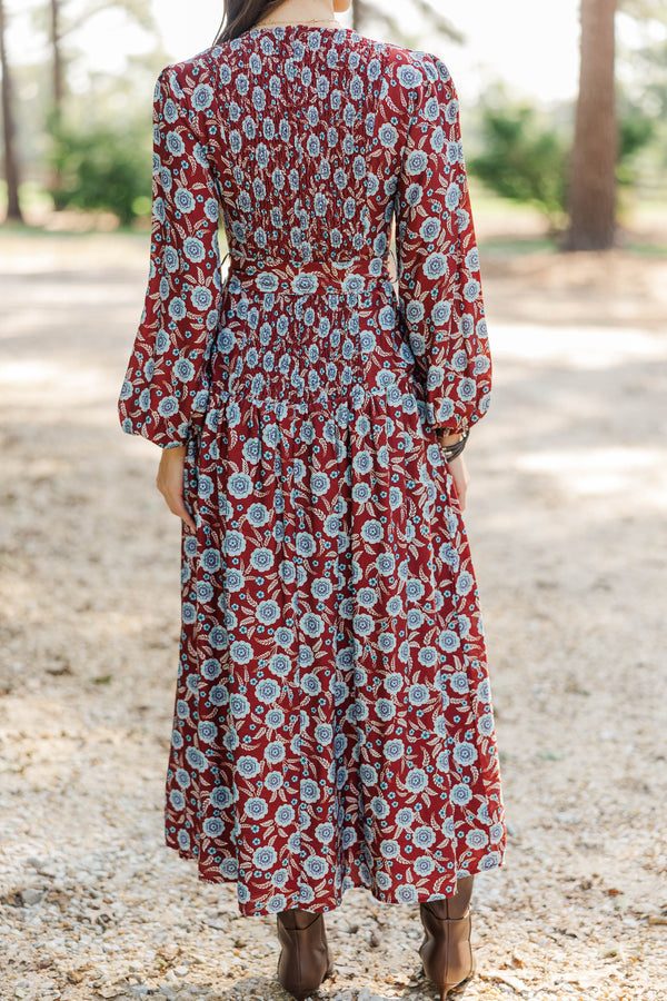 Living Beautifully Rust Floral Maxi Dress