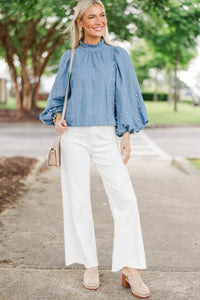 Collection Complete Blue Chambray Embellished Blouse