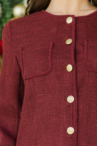 Luxe Appeal Burgundy Tweed Dress