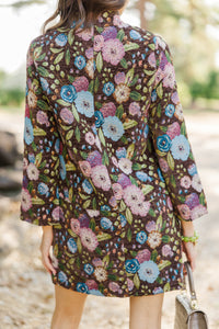 Make It Count Brown Brocade Dress