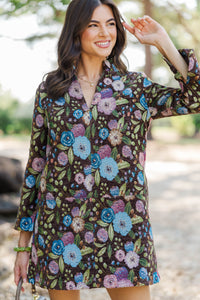 Make It Count Brown Brocade Dress