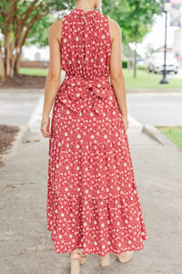 Fresh Focus Burgundy Floral Maxi Dress