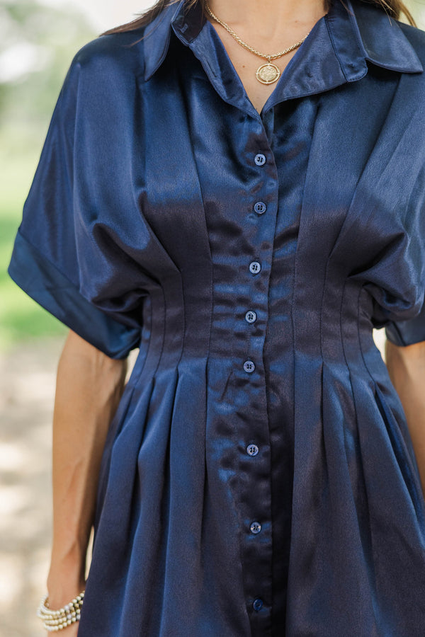 Hidden Gem Navy Button Down Dress