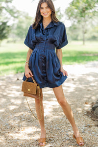 Hidden Gem Navy Button Down Dress