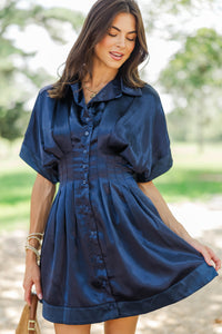 Hidden Gem Navy Button Down Dress