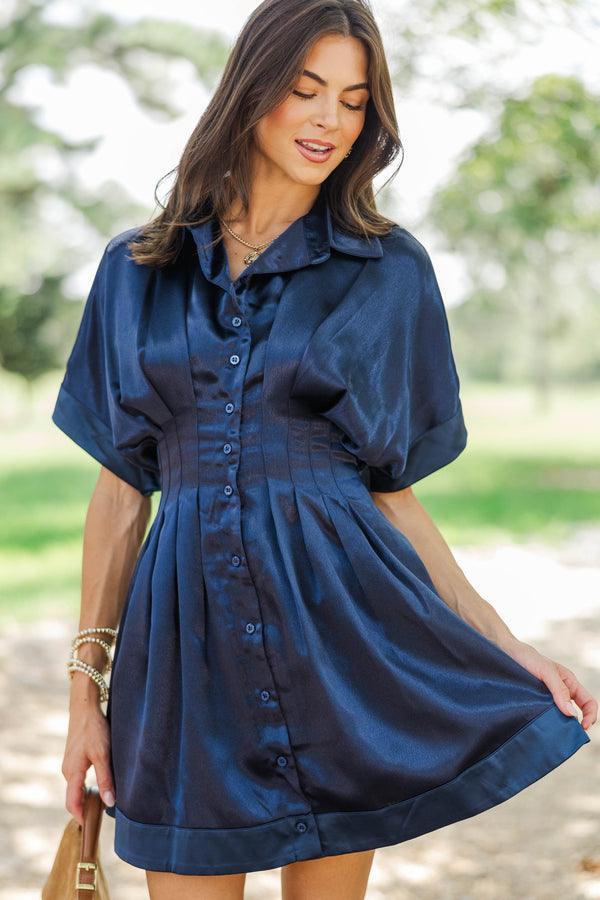 Hidden Gem Navy Button Down Dress