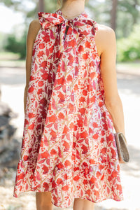 In Print Burgundy Chintz Halter Dress