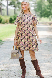 The Front Runner Yellow Brocade Shift Dress
