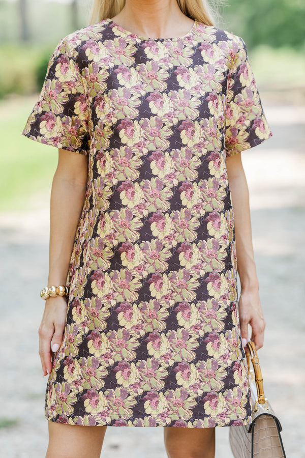 The Front Runner Yellow Brocade Shift Dress
