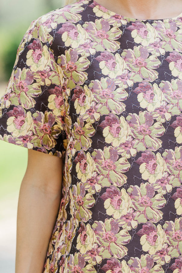 The Front Runner Yellow Brocade Shift Dress