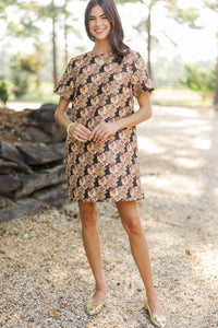 The Front Runner Yellow Brocade Shift Dress