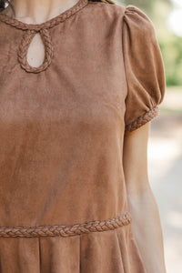 Storyline Style Brown Suede Dress
