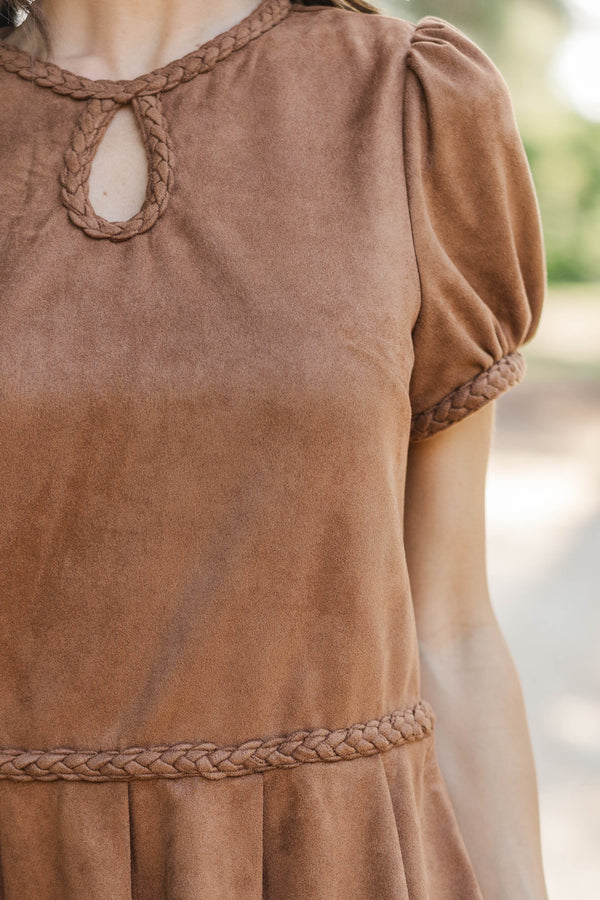 Storyline Style Brown Suede Dress