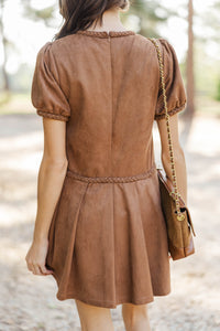 Storyline Style Brown Suede Dress