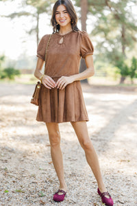 Storyline Style Brown Suede Dress