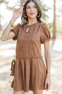 Storyline Style Brown Suede Dress