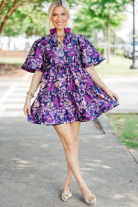 Feeling Your Best Purple Brocade Dress