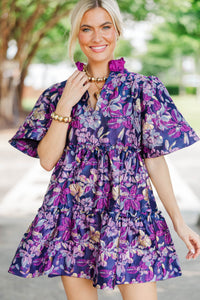 Feeling Your Best Purple Brocade Dress
