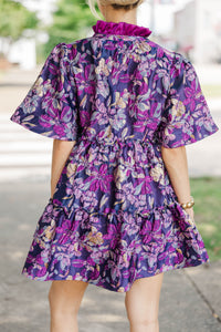 Feeling Your Best Purple Brocade Dress