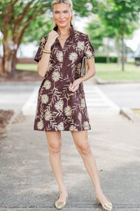 The Latest Brown Embroidered Dress