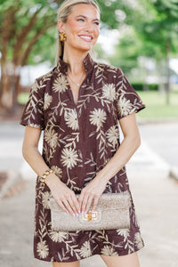 The Latest Brown Embroidered Dress