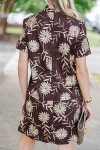 The Latest Brown Embroidered Dress