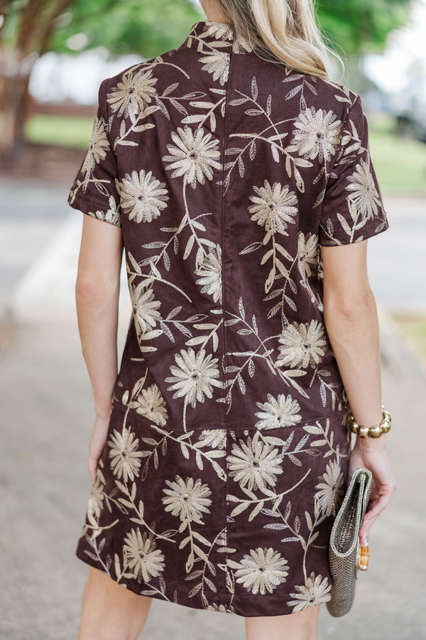 The Latest Brown Embroidered Dress