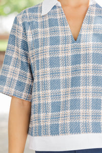 Classic Authority Blue Tweed Blouse