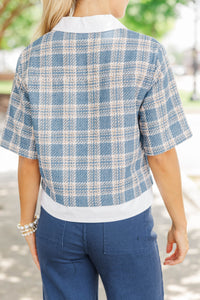 Classic Authority Blue Tweed Blouse