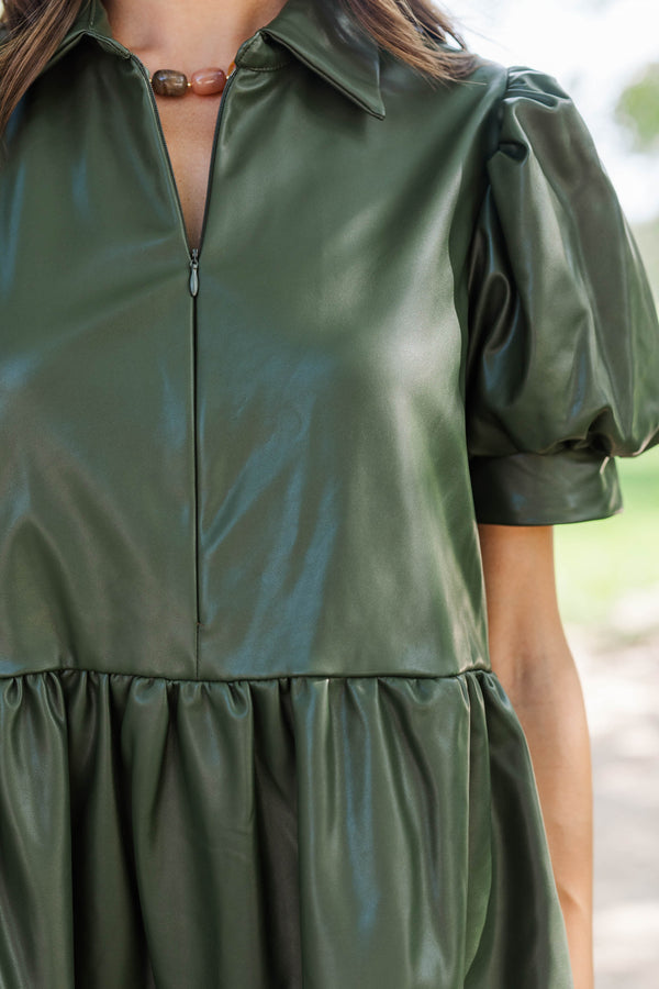New Standard Olive Faux Leather Dress