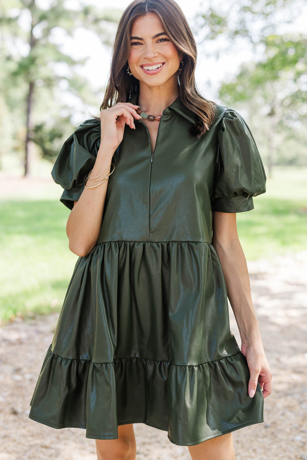New Standard Olive Faux Leather Dress