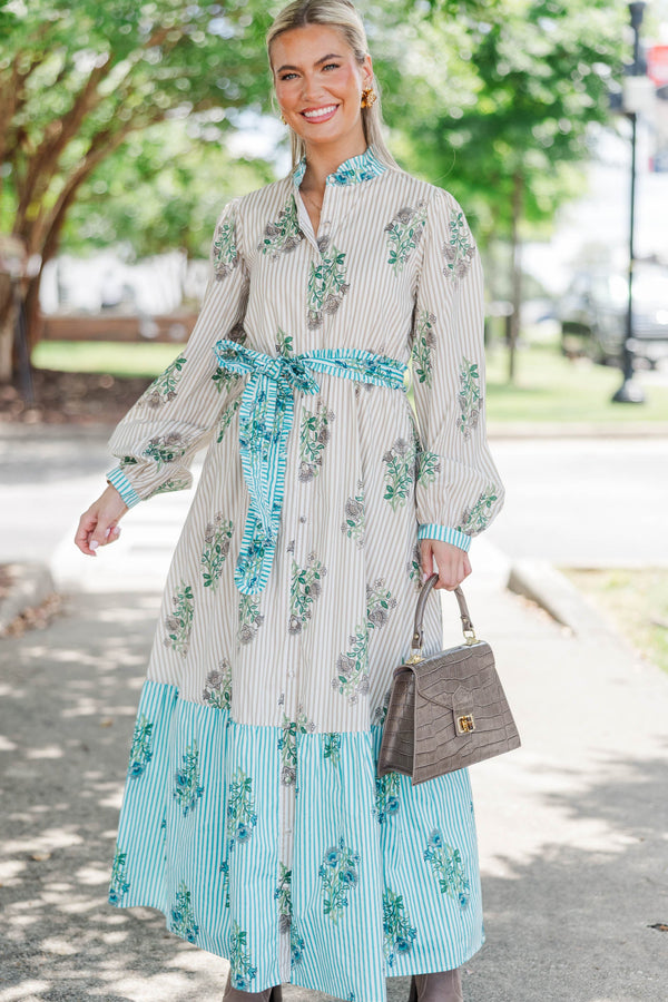 Kind Of Perfect Taupe Medallion Midi Dress