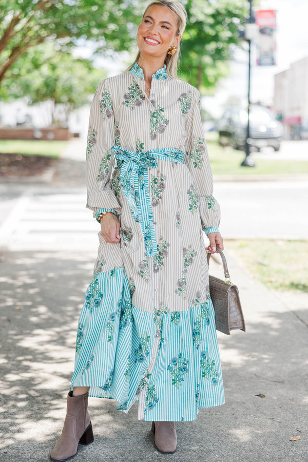 Kind Of Perfect Taupe Medallion Midi Dress