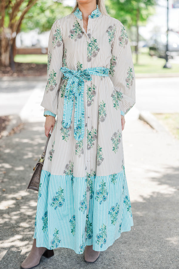 Kind Of Perfect Taupe Medallion Midi Dress