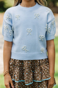 Girls: Perfectly Adorned Light Blue Embellished Sweater