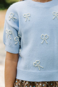 Girls: Perfectly Adorned Light Blue Embellished Sweater