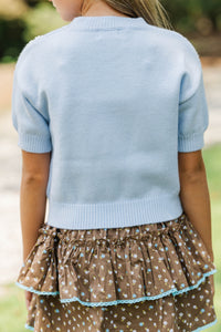 Girls: Perfectly Adorned Light Blue Embellished Sweater