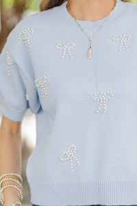 Perfectly Adorned Blue Light Blue Embellished Sweater