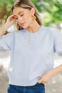 Perfectly Adorned Blue Light Blue Embellished Sweater