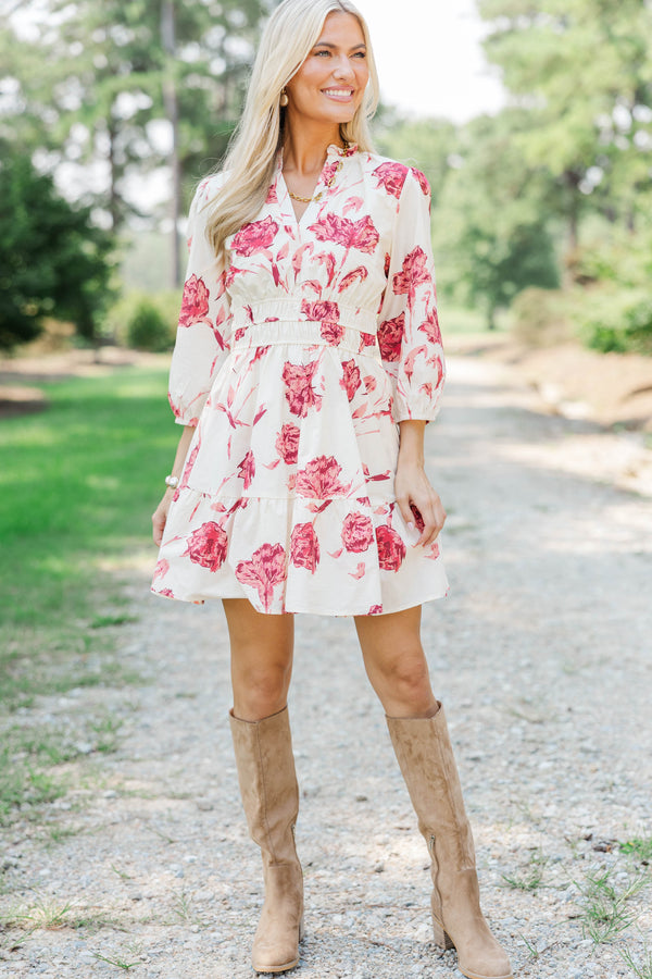 It's All Alright Burgundy Floral Dress