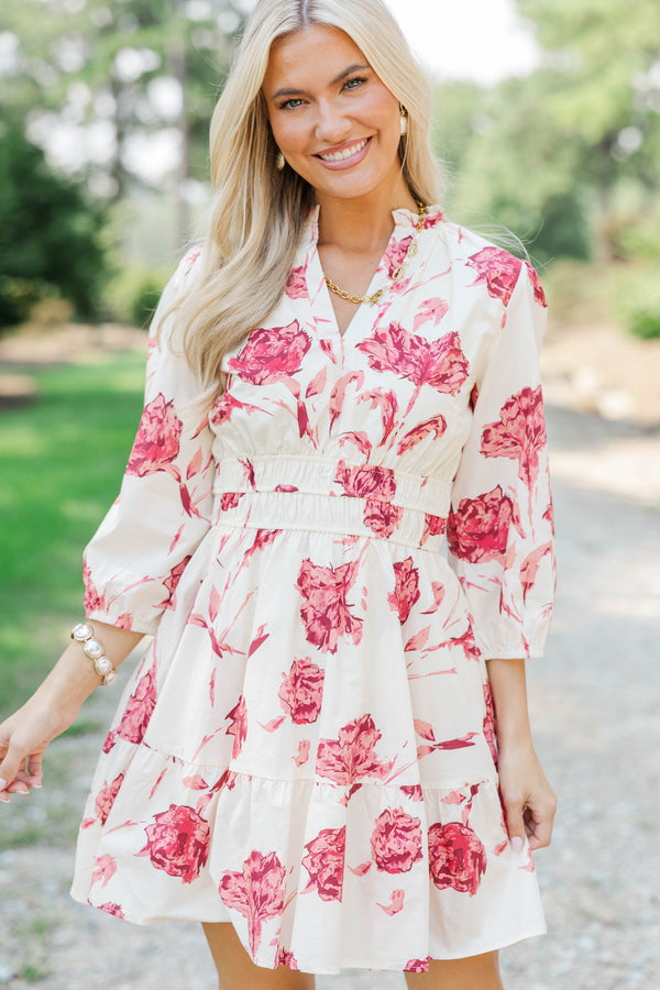 It's All Alright Burgundy Floral Dress
