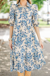 Love Found Cream Chintz Midi Dress