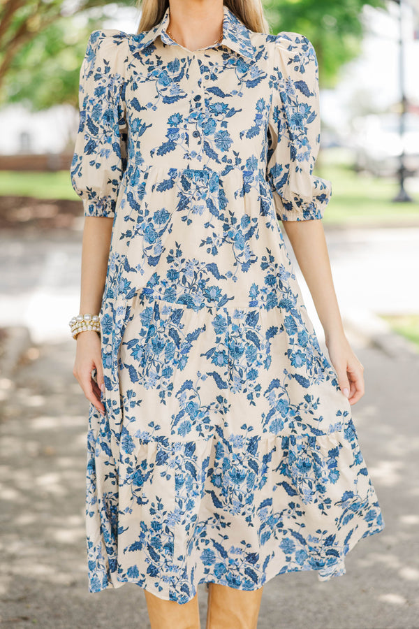 Love Found Cream Chintz Midi Dress