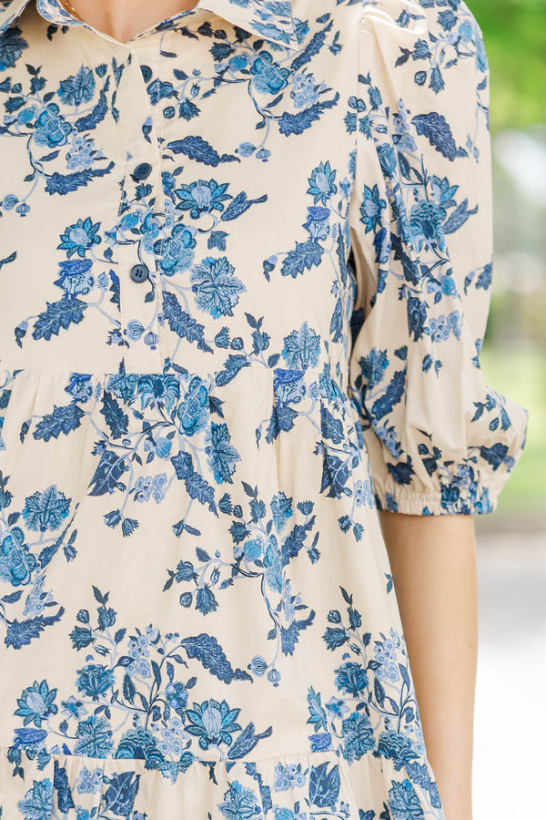 Love Found Cream Chintz Midi Dress