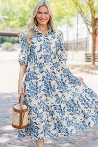 Love Found Cream Chintz Midi Dress