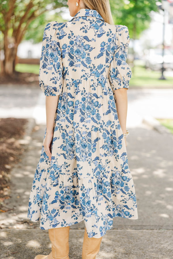Love Found Cream Chintz Midi Dress