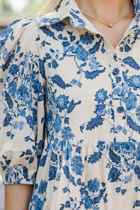 Love Found Cream Chintz Midi Dress