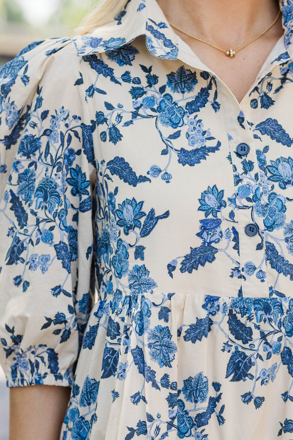 Love Found Cream Chintz Midi Dress